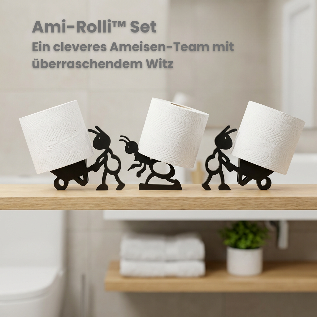 Rolli™ Set - Drei humorvolle Toilettenpapierhalter fürs Badezimmer