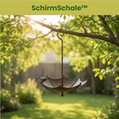 SchirmSchale™ – Hängender Futter- und Wasserspender für Vögel