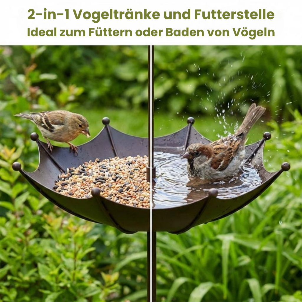 SchirmSchale™ – Hängender Futter- und Wasserspender für Vögel