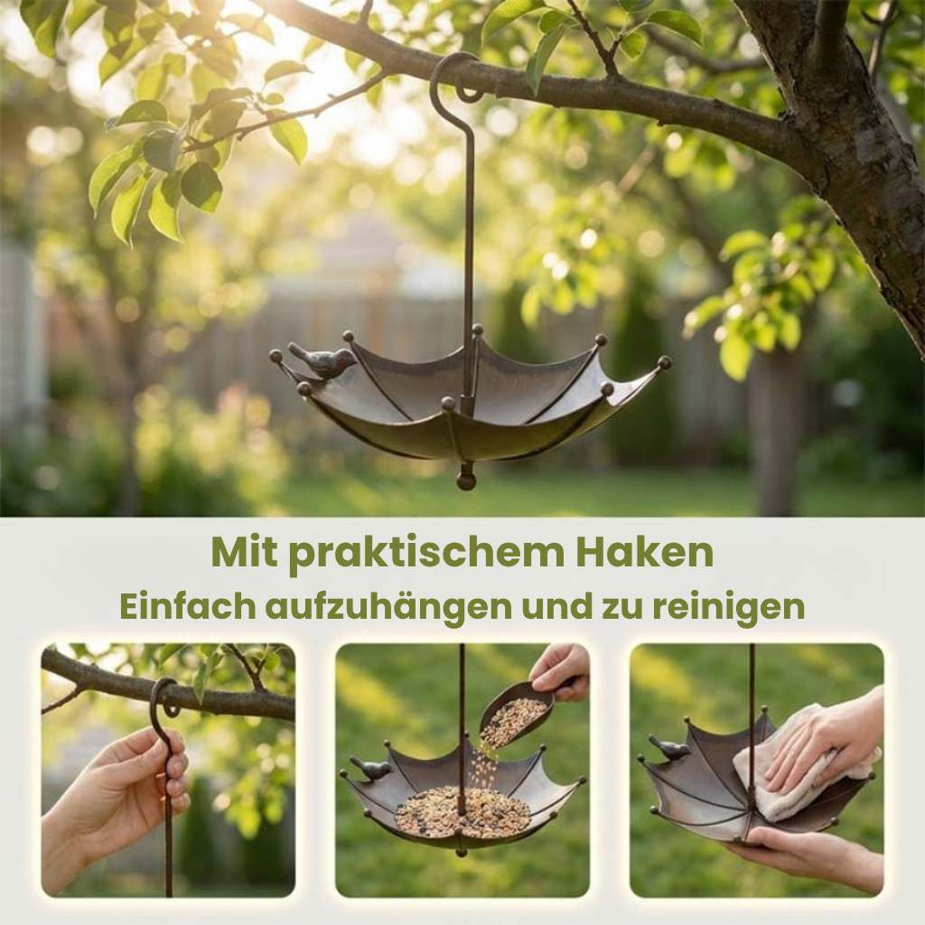 SchirmSchale™ – Hängender Futter- und Wasserspender für Vögel
