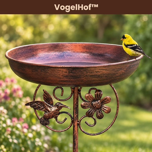 VogelHof™ – Futterplatz und Vogelbad im warmen Retro-Look