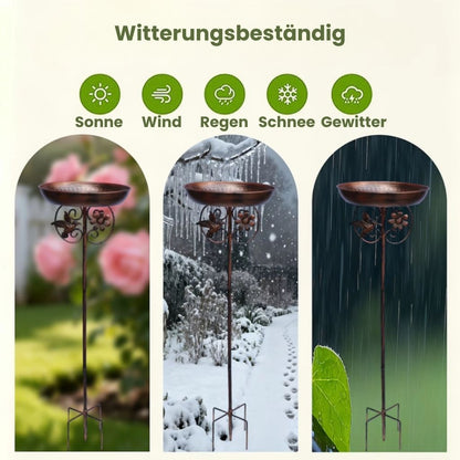 VogelHof™ – Futterplatz und Vogelbad im warmen Retro-Look