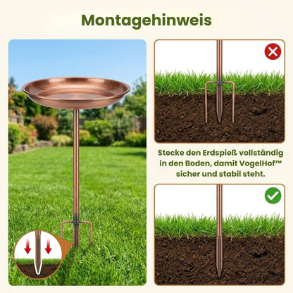 VogelHof™ – Futterplatz und Vogelbad im warmen Retro-Look