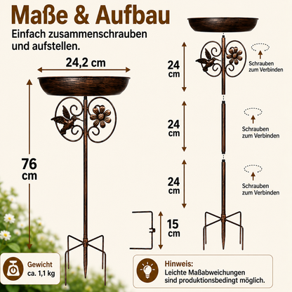 VogelHof™ – Futterplatz und Vogelbad im warmen Retro-Look