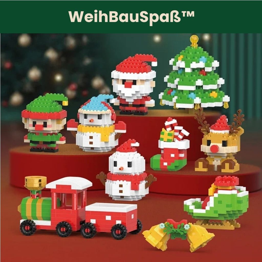 WeihBauSpaß™ – Aus kleinen Bausteinen wird eine magische Weihnachtswelt (Set aus 12)