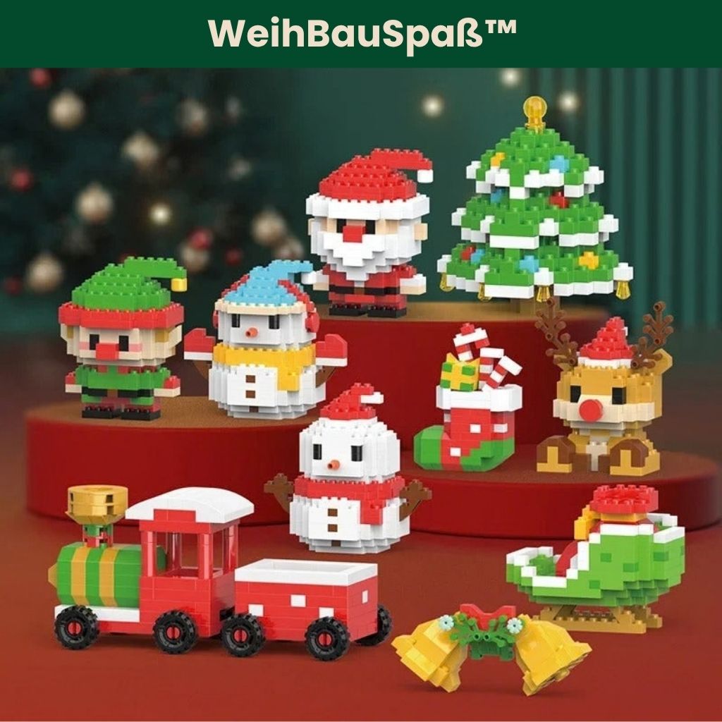 WeihBauSpaß™ – Aus kleinen Bausteinen wird eine magische Weihnachtswelt (Set aus 12)