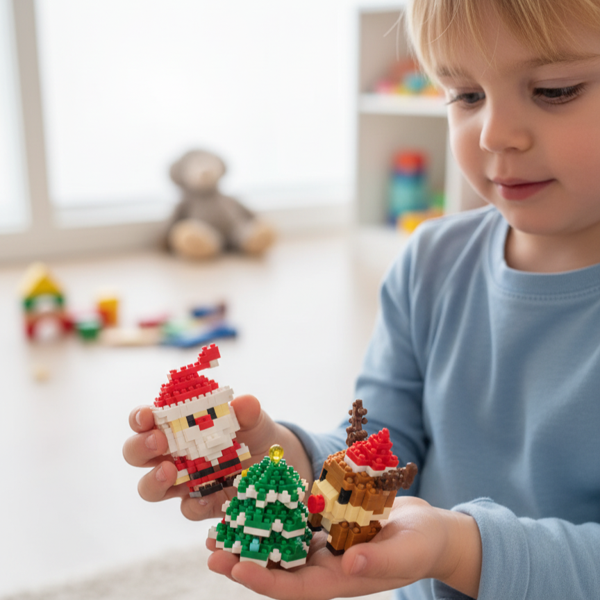WeihBauSpaß™ – Aus kleinen Bausteinen wird eine magische Weihnachtswelt (Set aus 12)